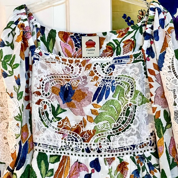 🌺🎉HP🎉🌺 NWOT Farm Rio Summer Garden Lace Midi Dress - Picture 10 of 16